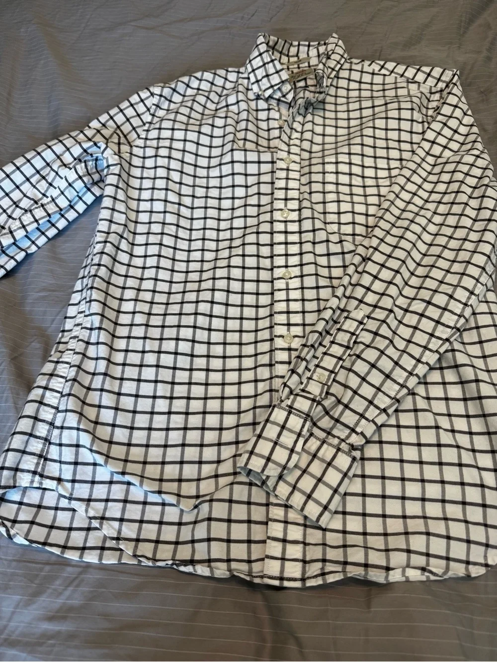 J. Crew White Button-Down Shirt with Black Windowpane Check